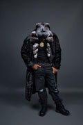 Men's Mink Trench With Chinchilla Collar With Chinchilla Hat [Black]