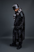 Men's Mink Trench With Chinchilla Collar With Chinchilla Hat [Black]