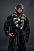 Men's Mink Trench With Chinchilla Collar With Chinchilla Hat [Black]