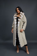 Women's Tamia Cashmere Trench Coat With Full Rex Trimming [Cream]