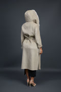 Women's Tamia Cashmere Trench Coat With Full Rex Trimming [Cream]