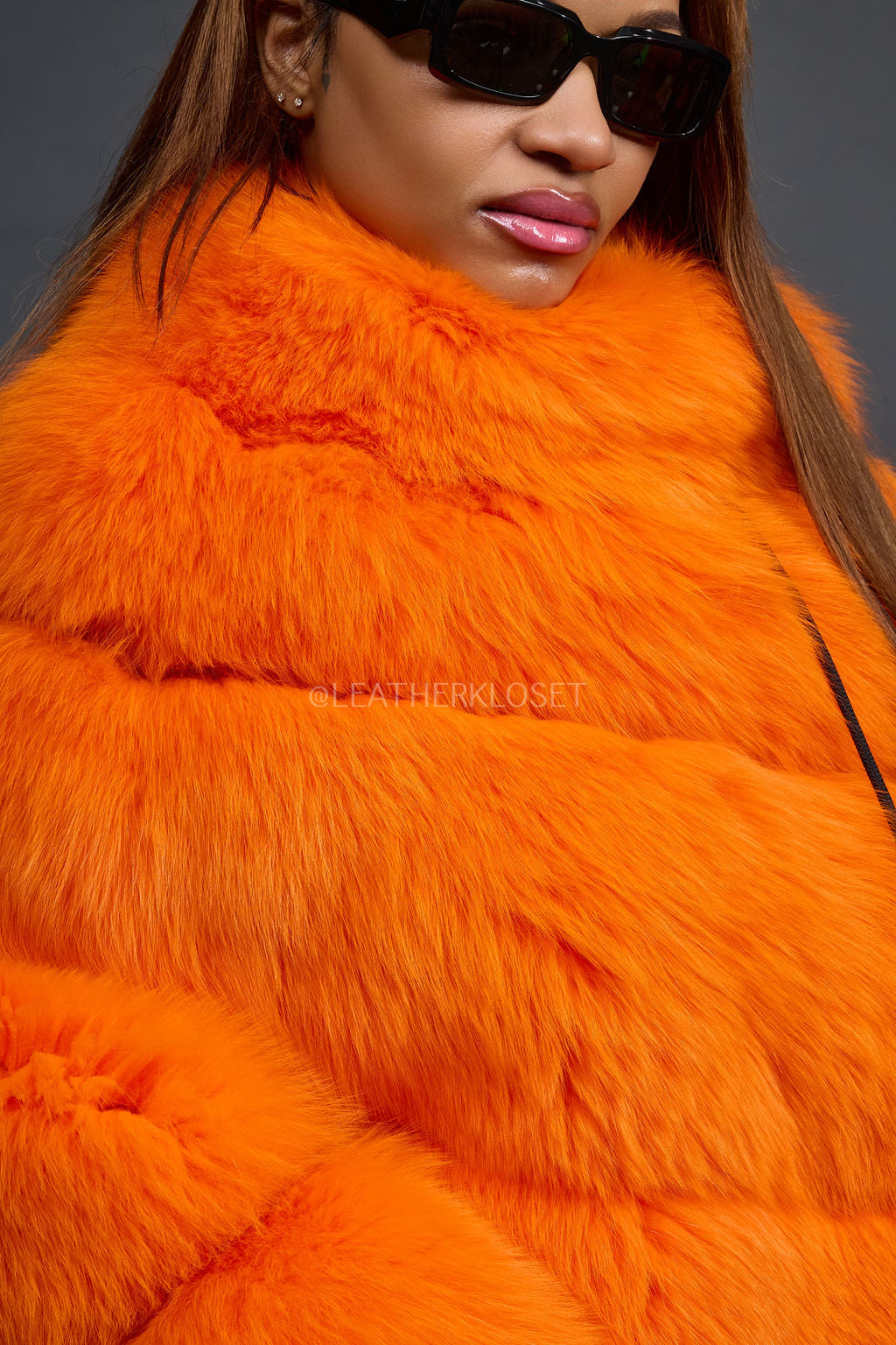 Women's Fox Fur Poncho [Orange]