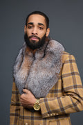 Men's Cashmere Trench Coat With Fox Collar [Tan/Brown]
