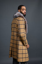 Men's Cashmere Trench Coat With Fox Collar [Tan/Brown]