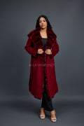 Women's Tamia Cashmere Trench Coat With Full Rex Trimming [Burgundy]