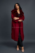 Women's Tamia Cashmere Trench Coat With Full Rex Trimming [Burgundy]