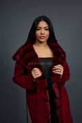 Women's Tamia Cashmere Trench Coat With Full Rex Trimming [Burgundy]