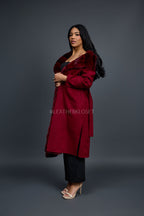 Women's Tamia Cashmere Trench Coat With Full Rex Trimming [Burgundy]