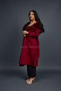 Women's Tamia Cashmere Trench Coat With Full Rex Trimming [Burgundy]