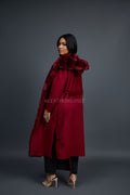 Women's Tamia Cashmere Trench Coat With Full Rex Trimming [Burgundy]