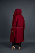 Women's Tamia Cashmere Trench Coat With Full Rex Trimming [Burgundy]