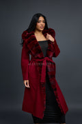 Women's Tamia Cashmere Trench Coat With Full Rex Trimming [Burgundy]