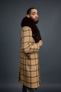 Men's Cashmere Trench Coat With Fox Collar [Tan/Brown]