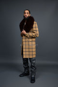 Men's Cashmere Trench Coat With Fox Collar [Tan/Brown]