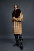 Men's Cashmere Trench Coat With Fox Collar [Tan/Brown]