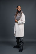 Men's Cashmere Trench Coat With Fox Collar [Crystal]