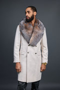 Men's Cashmere Trench Coat With Fox Collar [Crystal]