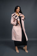 Women's Cashmere Trench Coat With Rex Trimming [Pink]