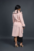 Women's Cashmere Trench Coat With Rex Trimming [Pink]