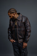 Men's Classic Baseball Leather Jacket [Brown Copper]