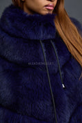 Women's Fox Fur Poncho [Navy]