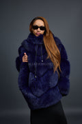 Women's Fox Fur Poncho [Navy]