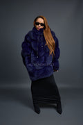 Women's Fox Fur Poncho [Navy]