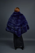 Women's Fox Fur Poncho [Navy]