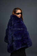 Women's Fox Fur Poncho [Navy]