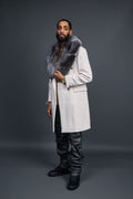 Men's Cashmere Trench Coat With Fox Collar [Silver]