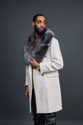 Men's Cashmere Trench Coat With Fox Collar [Silver]