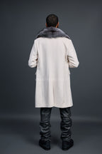 Men's Cashmere Trench Coat With Fox Collar [Silver]