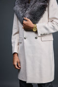 Men's Cashmere Trench Coat With Fox Collar [Silver]