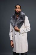 Men's Cashmere Trench Coat With Fox Collar [Silver]