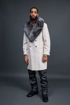 Men's Cashmere Trench Coat With Fox Collar [Silver]