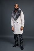 Men's Cashmere Trench Coat With Fox Collar [Silver]