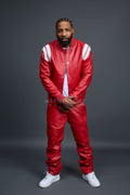 Men's Liam Jacket With Leather Stack Pants [Red]