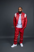 Men's Liam Jacket With Leather Stack Pants [Red]