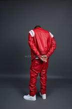Men's Liam Jacket With Leather Stack Pants [Red]