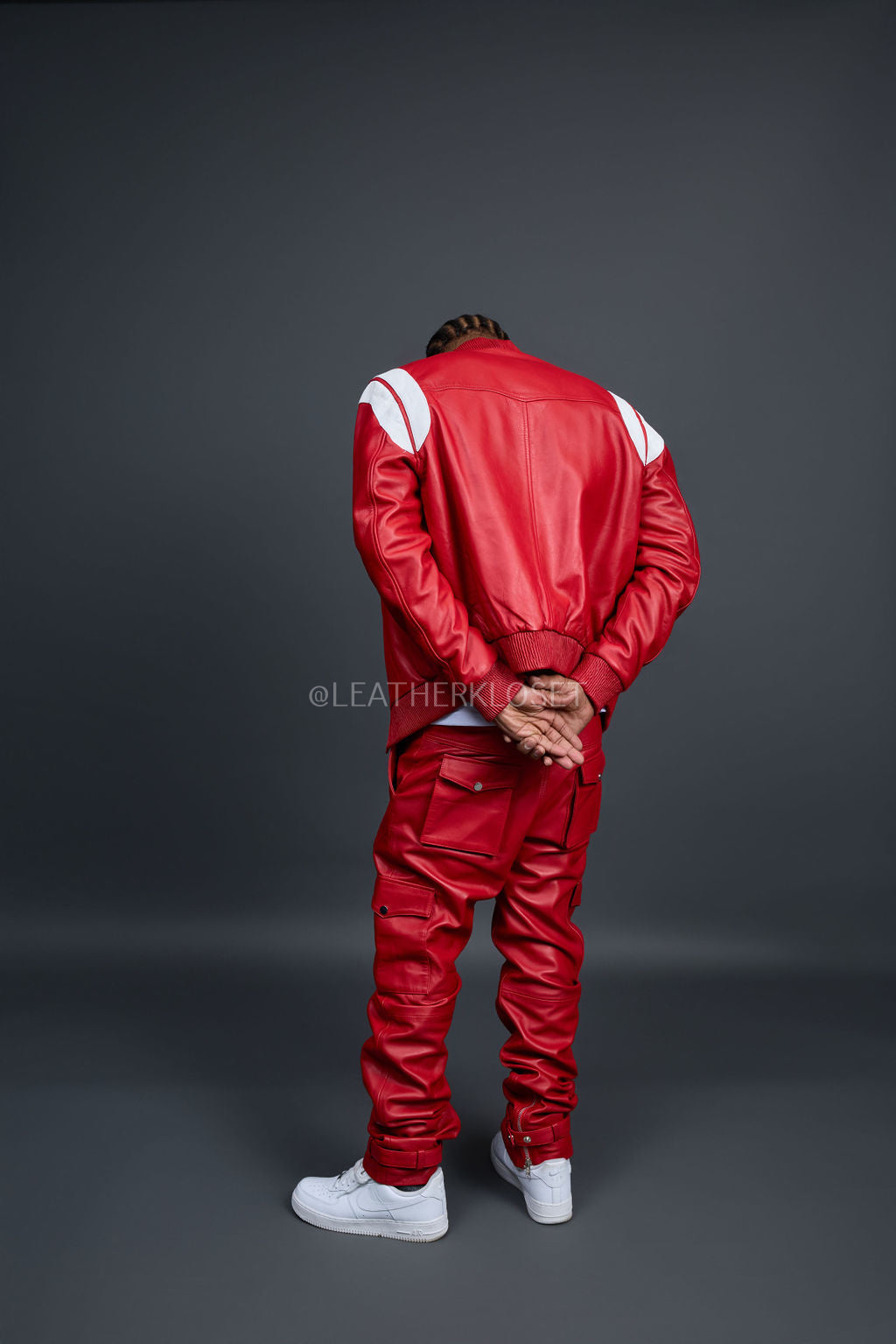 Men's Liam Jacket With Leather Stack Pants [Red]