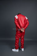 Men's Liam Jacket With Leather Stack Pants [Red]