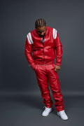 Men's Liam Jacket With Leather Stack Pants [Red]