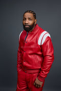 Men's Liam Jacket With Leather Stack Pants [Red]