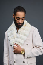 Men's Cashmere Trench Coat Cream With Chinchilla Collar [Cream]
