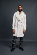 Men's Cashmere Trench Coat Cream With Chinchilla Collar [Cream]