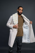 Men's Cashmere Trench Coat Cream With Chinchilla Collar [Cream]