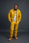 Men's Sunshine Set With Leather Stack Pants [Yellow]