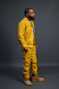 Men's Sunshine Set With Leather Stack Pants [Yellow]