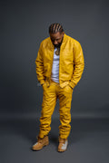 Men's Sunshine Set With Leather Stack Pants [Yellow]