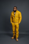 Men's Sunshine Set With Leather Stack Pants [Yellow]